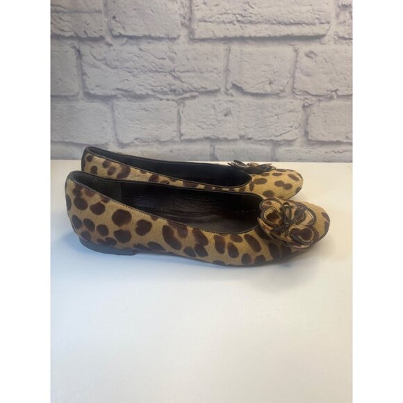 Isaac Mizrahi Ballet Flat Animal Print Slip on Shoes Ladies Size 8.5B Calf Hair - Picture 5 of 13
